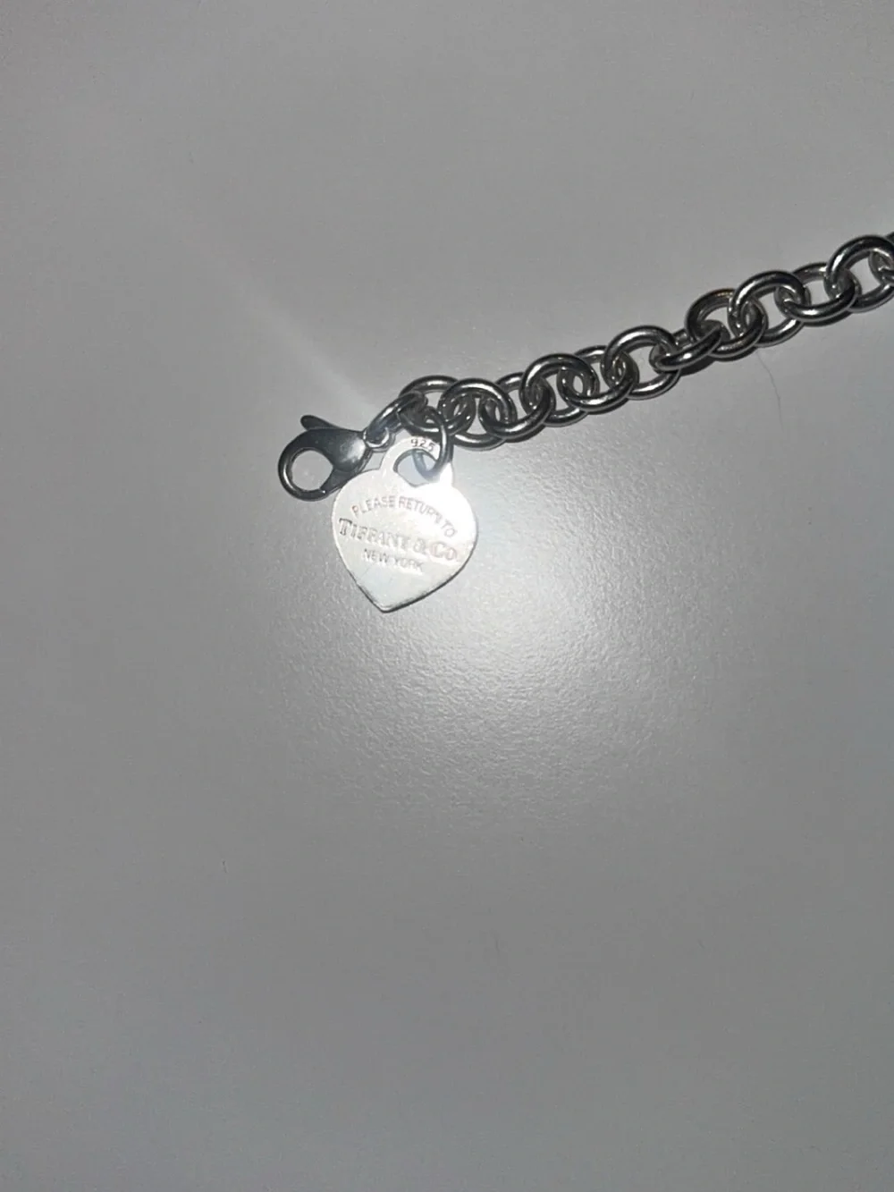 Tiffany & Co. Silver Heart Charm Link Bracelet